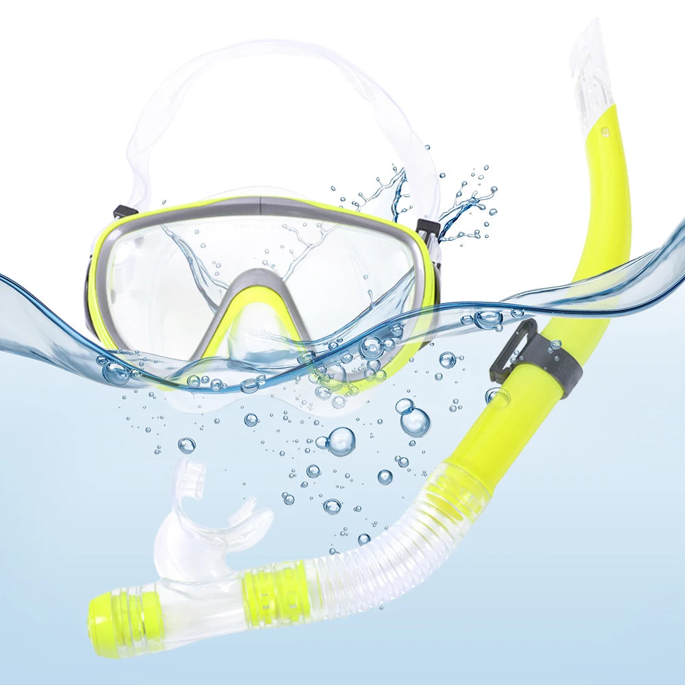 Diving Mask & Snorkel Set Adjustable Scuba Diving Mask No Leakage Diving Snorkel Tube Anti-Fog for Scuba Diving