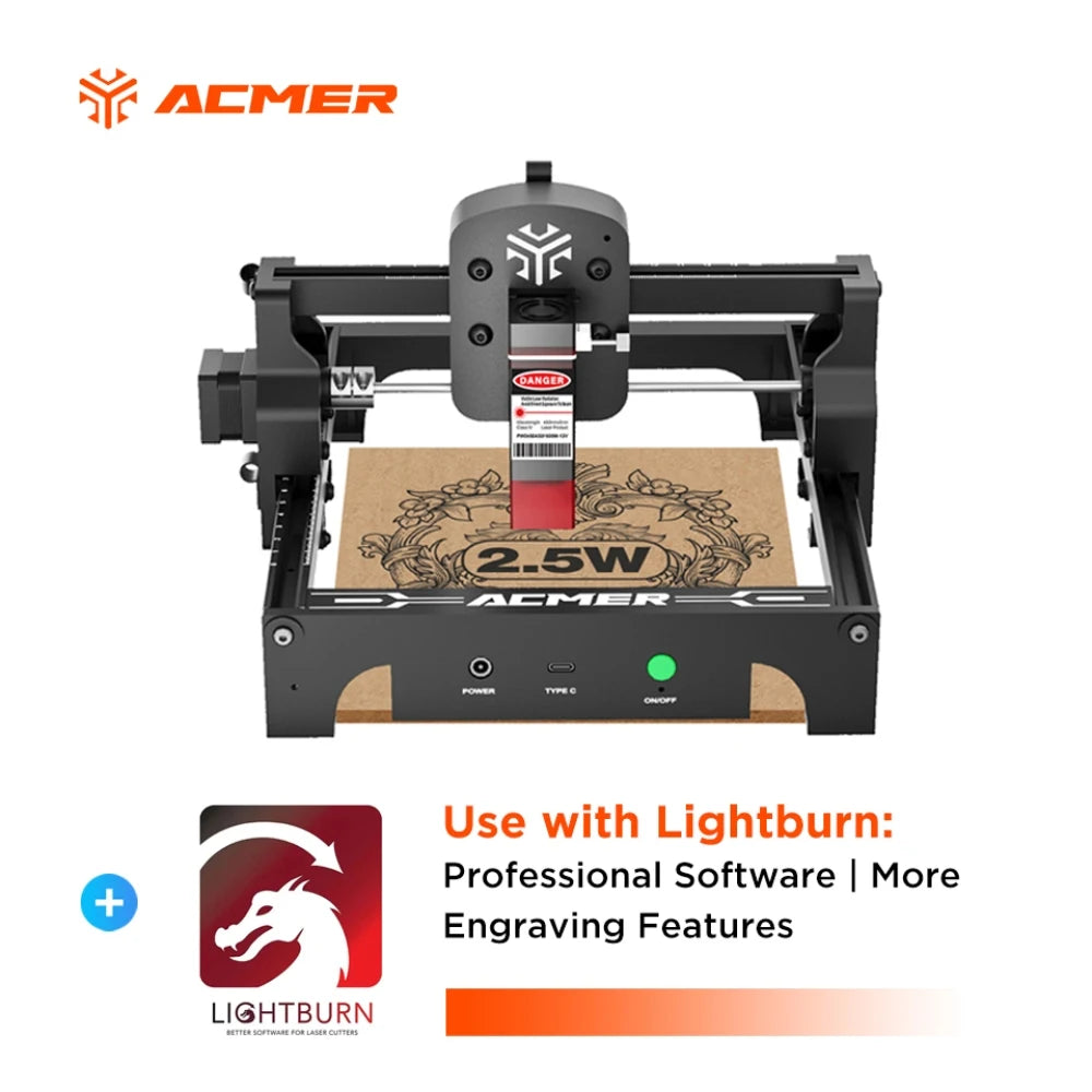 2.5/3.5/6W Laser Engraver Machine Portable Mini Laser Engraving Cutting Machine for Wood Leather Working Area 130*130mm