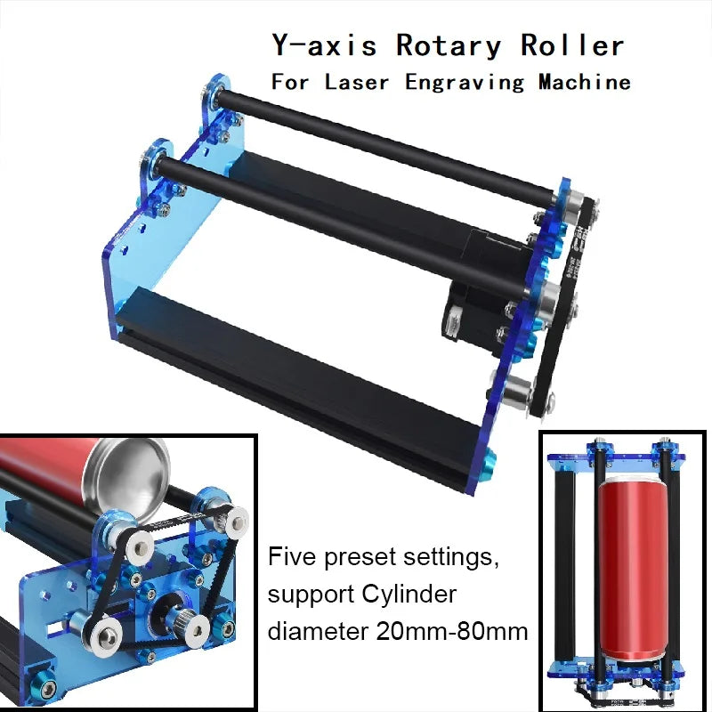 Laser Engraver Rotary Roller Y-axis Rotary Roller Engraving Module for Engraving Cylindrical Objects Cans DIY Tools