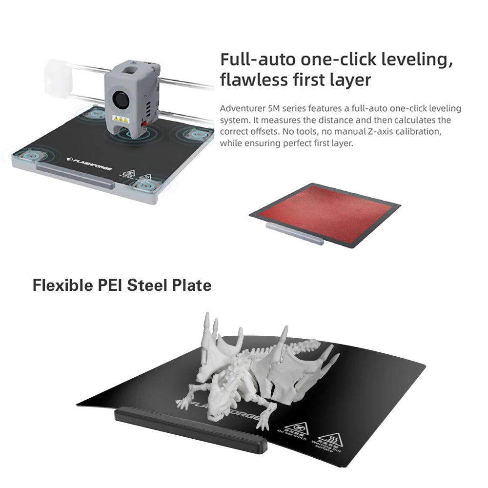 5M 3d Printer High Speed Full-auto Leveling Direct Extruder Flexible PEI Plate Power Loss Recovery
