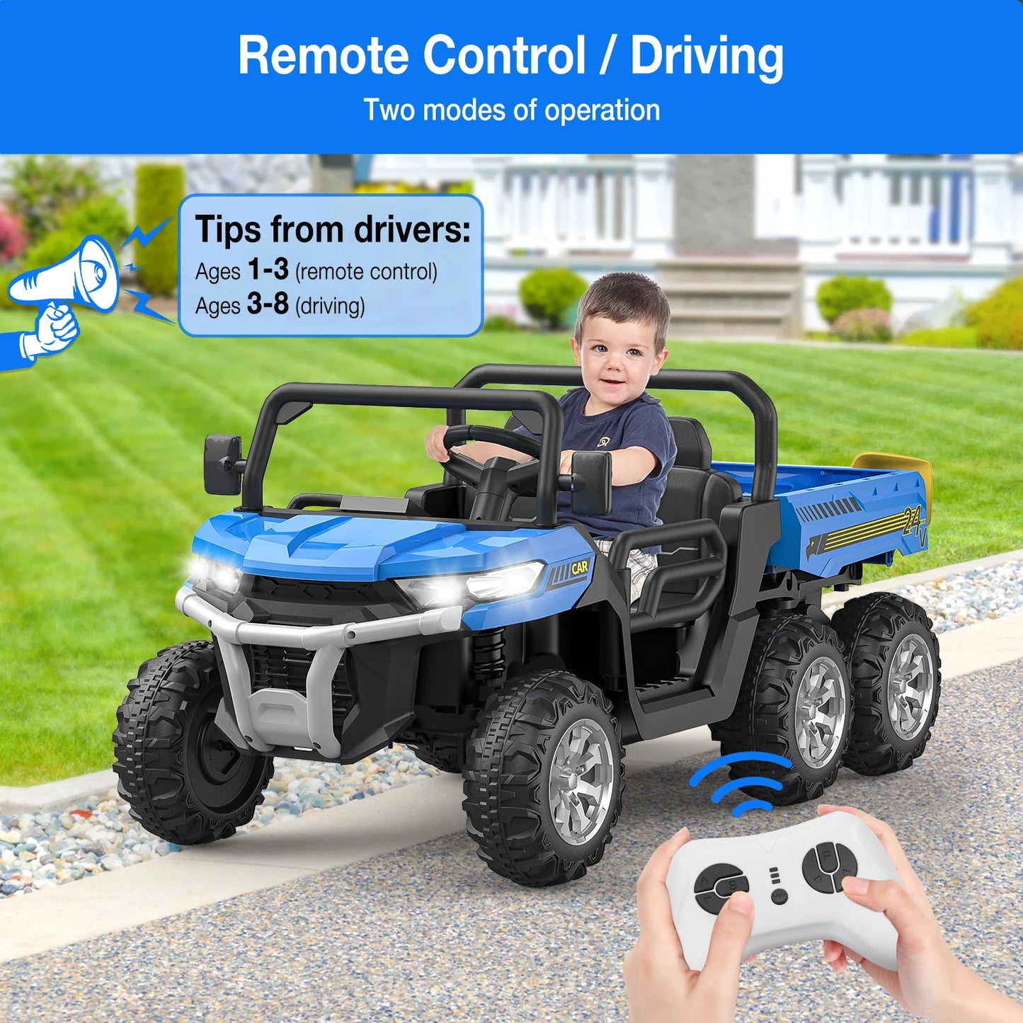 Ride On Truck Car 24 V Kids Electric Vehicles With Remote Control, Children Ride On Utv Car With Safety Belt, For Boys Girls