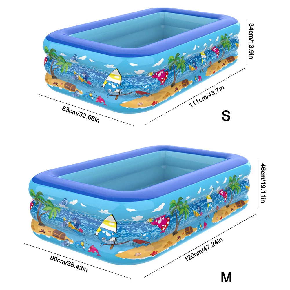 Inflatable Swimming Pool PVC Baby Bath Bathtub Cartoon Pattern Water Play Pool for Summer Outdoor Indoor