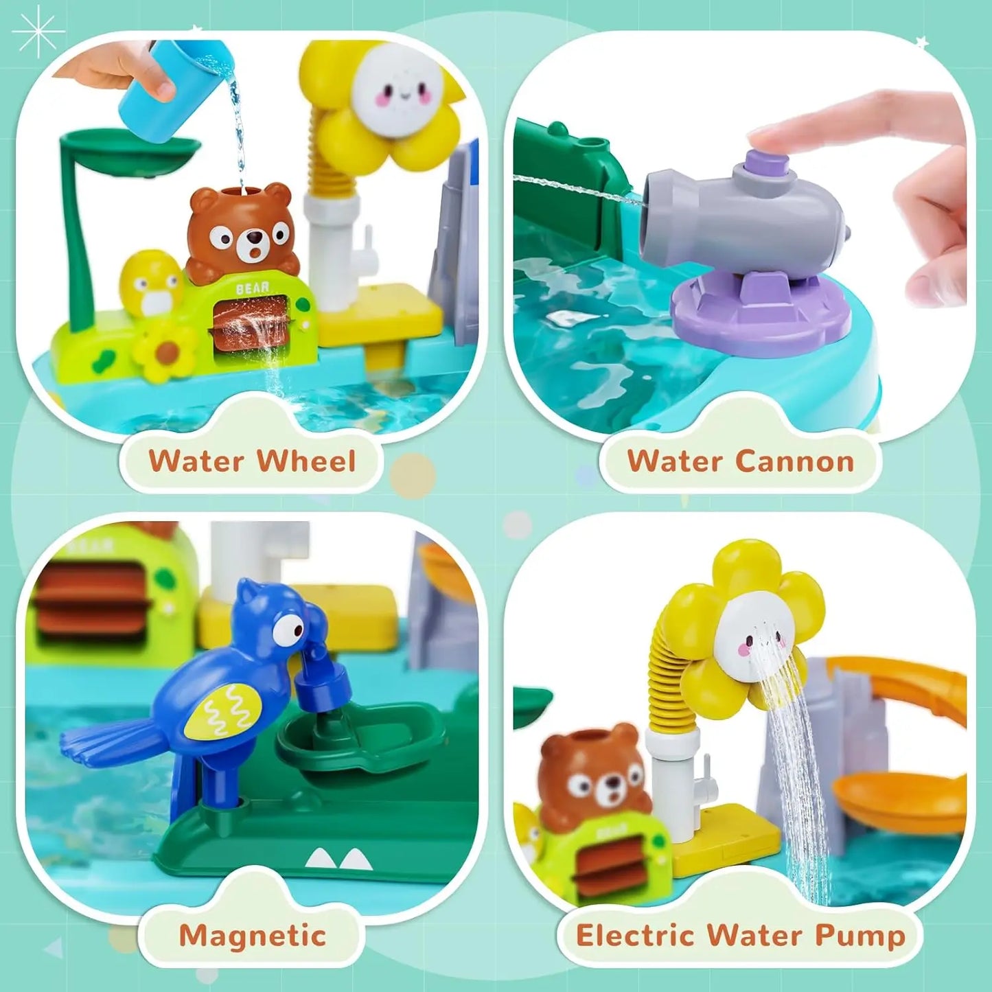 Water Table for Toddlers with Water Pump, Sand and Water Table for Kid Age 4-8,Fishing Game Summer Toys for Outdoor Backyard