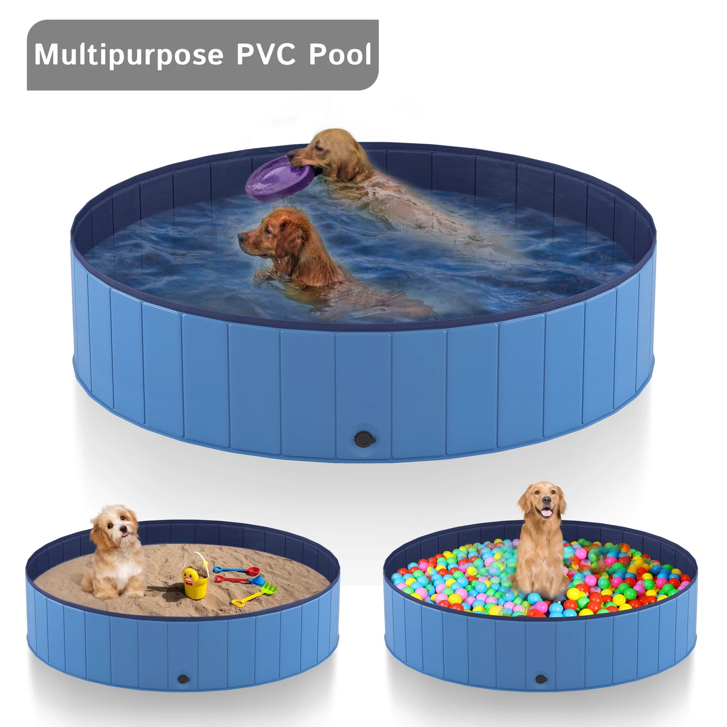 Portable Dog Pool, Foldable Pet Swimming Tub, Anti-Slip Collapsible Pet Bathtub, Hard Plastic Bath Pool for Pets Dogs and Cats