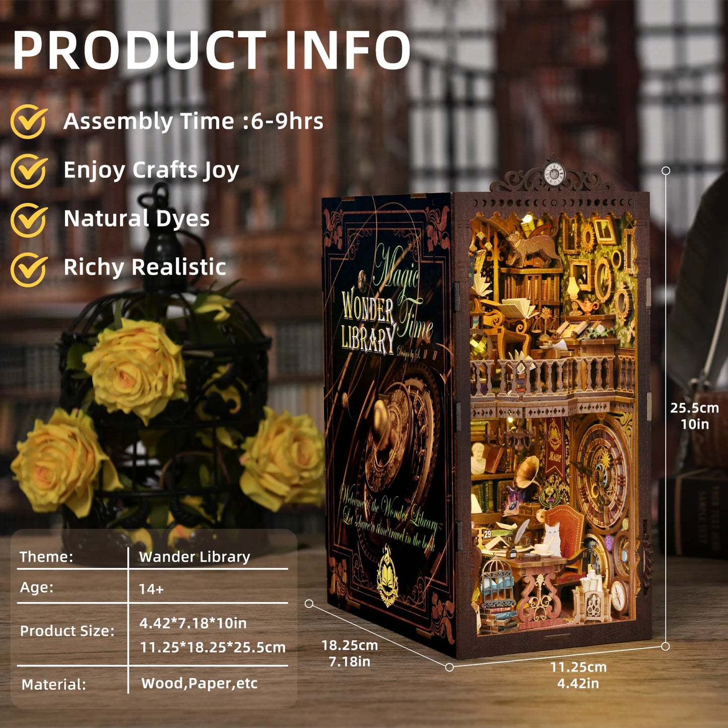 Book Nook Kit The Time Book Club 3D Wooden Puzzle diy Miniature Magical booknook High Quality house Assembly Model Production