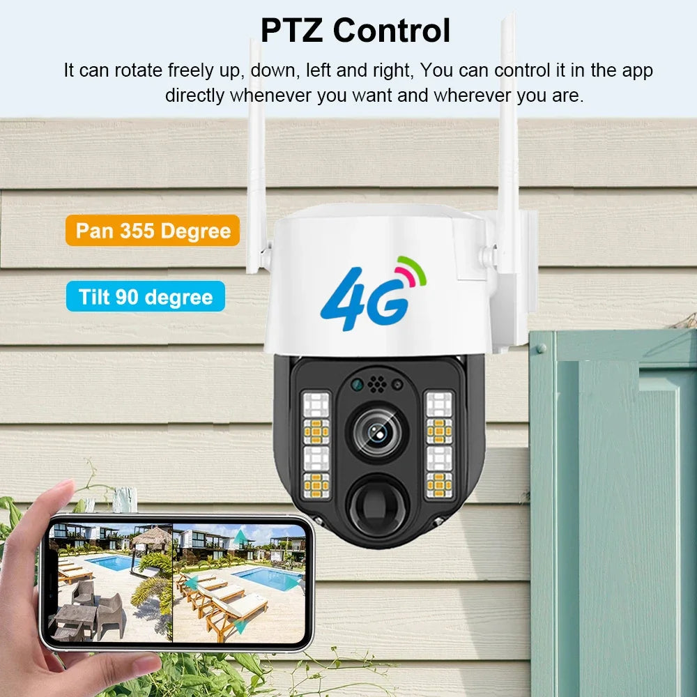Solar Outdoor 4G HD Camera With Sim Card Wireless IP Webcam Low Powered Battery AOV Cameras Smart Home Security Protection CCTV