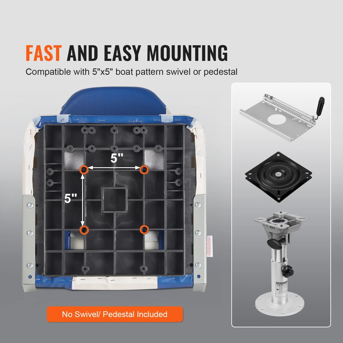 Boat Seats 21.85" High Back Boat Seat Folding Boat Chair Fold-Down Boat Captain Chairs for Fishing Boat, Canoe, 2-Pack