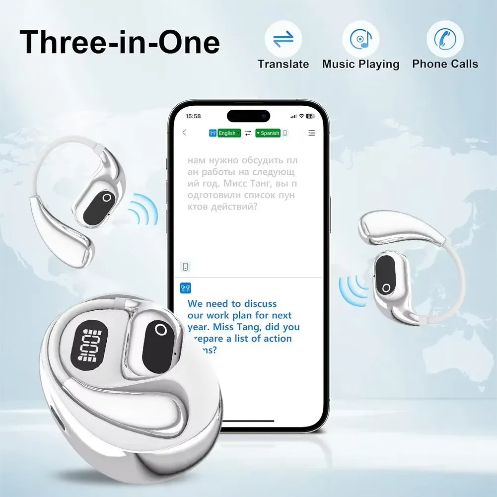 Wireless Translation Earbuds Smart Bluetooth 5.3 Translation Headphones Rechargeable Translation Earphone Real-Time 138 Language