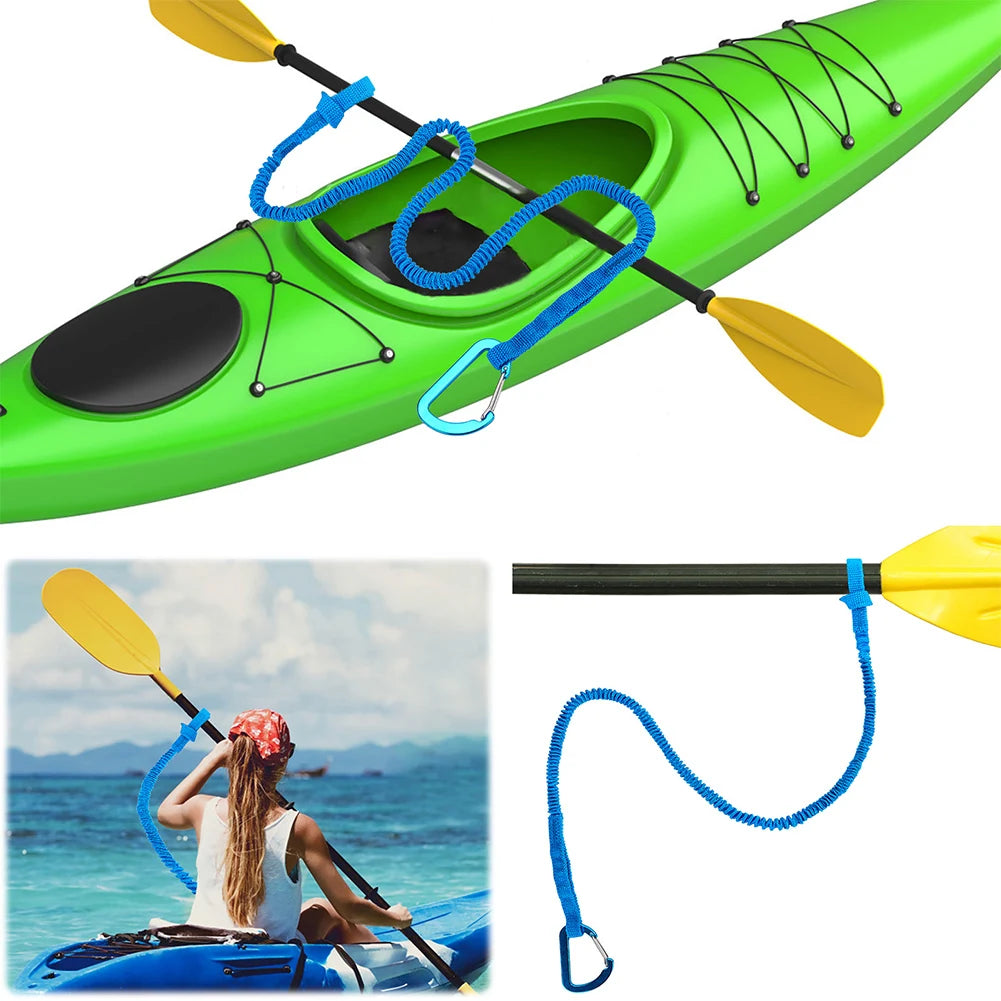 Kayak Paddle Leash Adjustable Kayak Paddle Lanyard Rope Elastic Kayak Paddle Rope for Canoing Fishing Boating