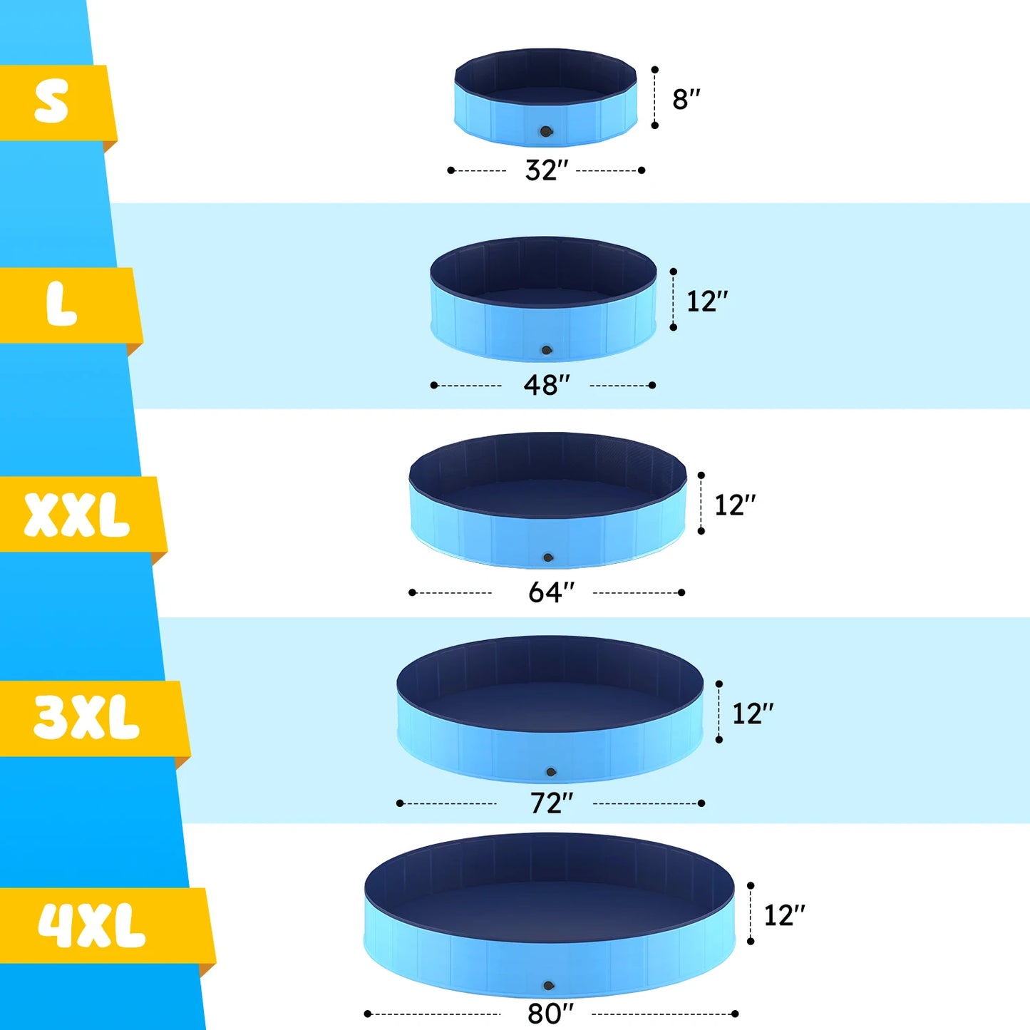 Portable Dog Pool, Foldable Pet Swimming Tub, Anti-Slip Collapsible Pet Bathtub, Hard Plastic Bath Pool for Pets Dogs and Cats