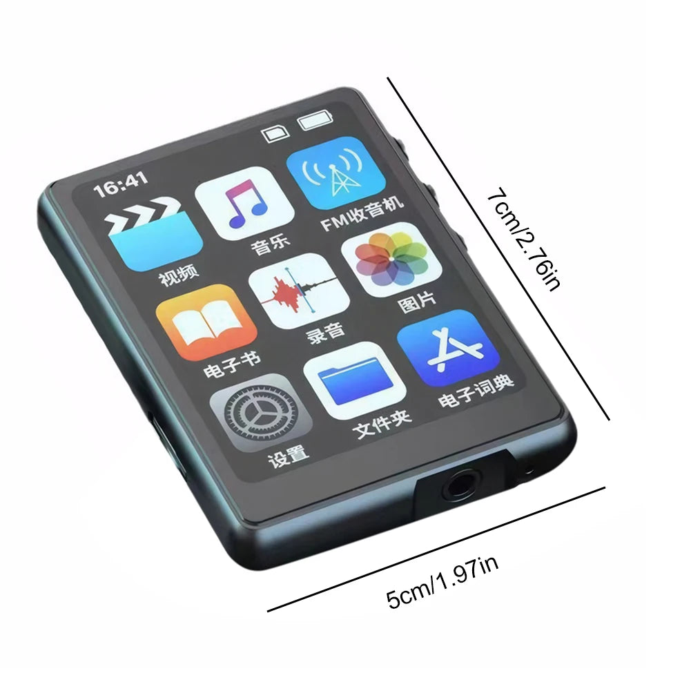 MP3 MP4 Player Voice Recorder Full Touch Screen Bluetooth-Compatible Audio Player with Speaker Support FM Radio Recording E-Book