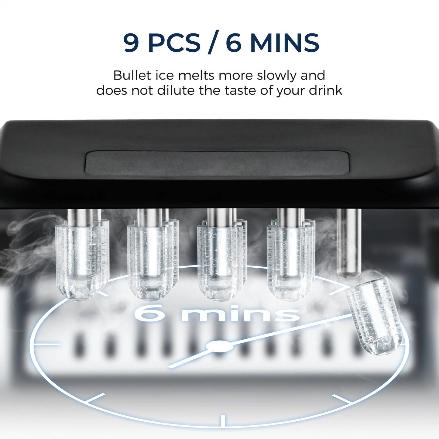 Portable Ice Maker Machine 26.5lbs/Day 9 Cubes in 6 Mins with Auto-Cleaning Basket and Scoop for Kitchen Office Party