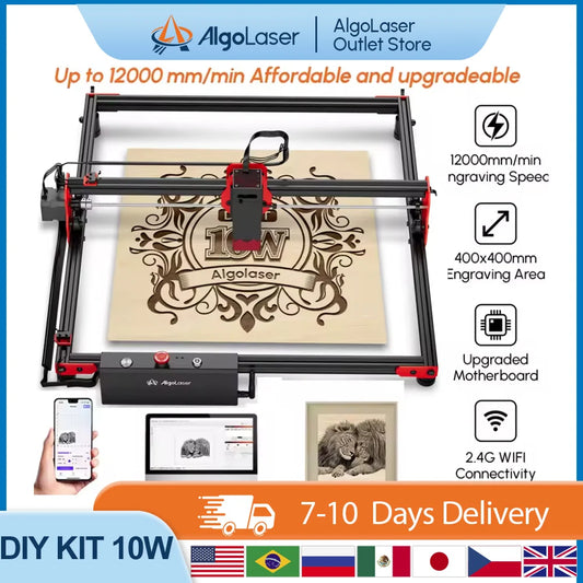 DIYKIT 10W Laser Engraving Cutting Machine Woodworking Machine for Acrylic Stainless Steel With Wifi Offline Control