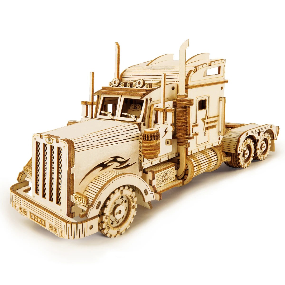 3D Puzzle Movable Steam Train, Car, Jeep Assembly Toy for Children or Adult Wooden Model Building Block Kits