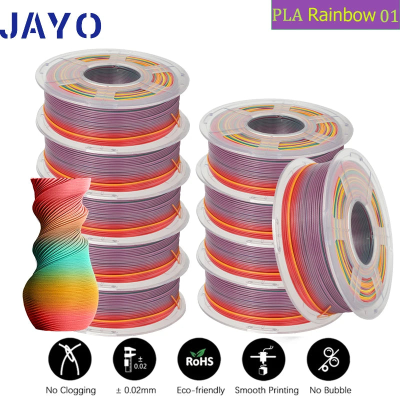 JAYO 3D Filament PLA 8Rolls 10Rolls 175mm 3D printing no bubbles no drawing smooth multiple colors optional 11kg for 3D printing
