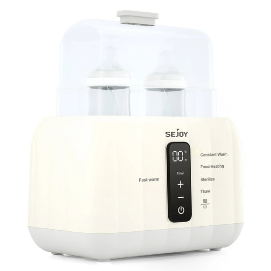 Sejoy Bottle Warmer For Baby,6-in-1 Fast Baby Milk Warmer with LCD Display,Double Bottle Warmer,Steam Sterilizer,24H Temperature