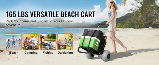 Dolly with Big Wheels for Sand 29.9"x15.4"/15.4"x15.7" Cargo Deck 10-12" Balloon Solid Wheel Folding Sand Cart