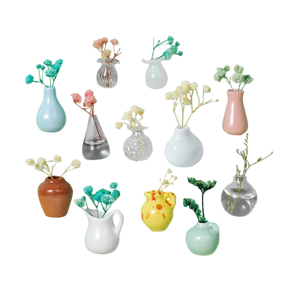 6/8PCS Mini Vase Magnets New Cute DIY 3D Vase Creative Ceramic Refrigerator Magnet For Fridge Office Kitchen Locker Decoration