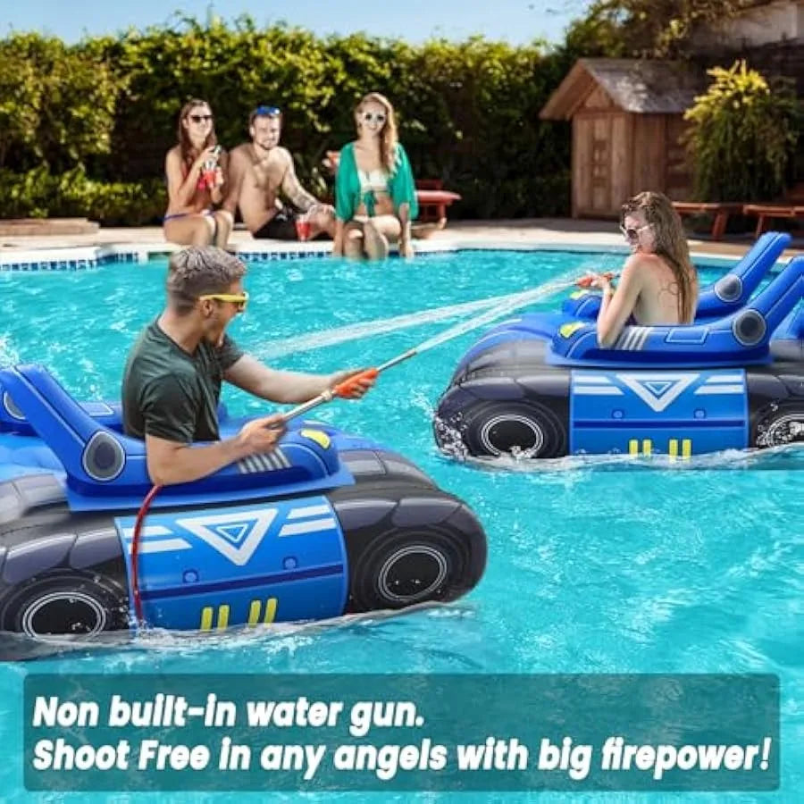 Large Inflatable Tank Pool Float Adults with Stainless Steel Water Guns Swimming Floats with Water Cannon for Lake or Beach