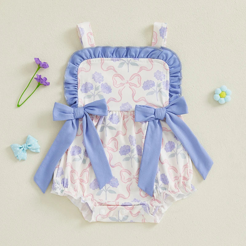 Adorable Toddler Dress with Floral Print and Ruffled Trim Perfect for Parties and Playdates Sleeveless Baby Girl Romper
