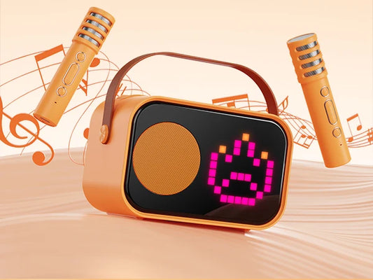 Karaoke Machine for Children and Adults, Mini Portable Bluetooth Karaoke Speaker with 2 Wireless Microphones