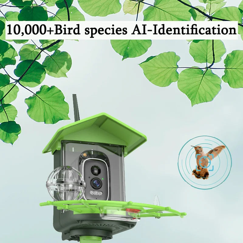 Bird Feeder Camera 4MP 2K HD Bird Video Capture WiFi Solar Powered Camera Battery with Solar Panel, Instant Alerts, Birdwatching