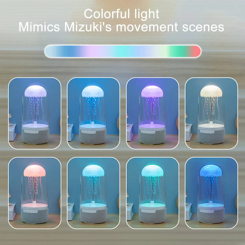 Creative Colorful Jellyfish Lamp Bluetooth-Compatible Speaker HiFi Stereo LED Jellyfish Mood Lamp Color Changing for Home Office