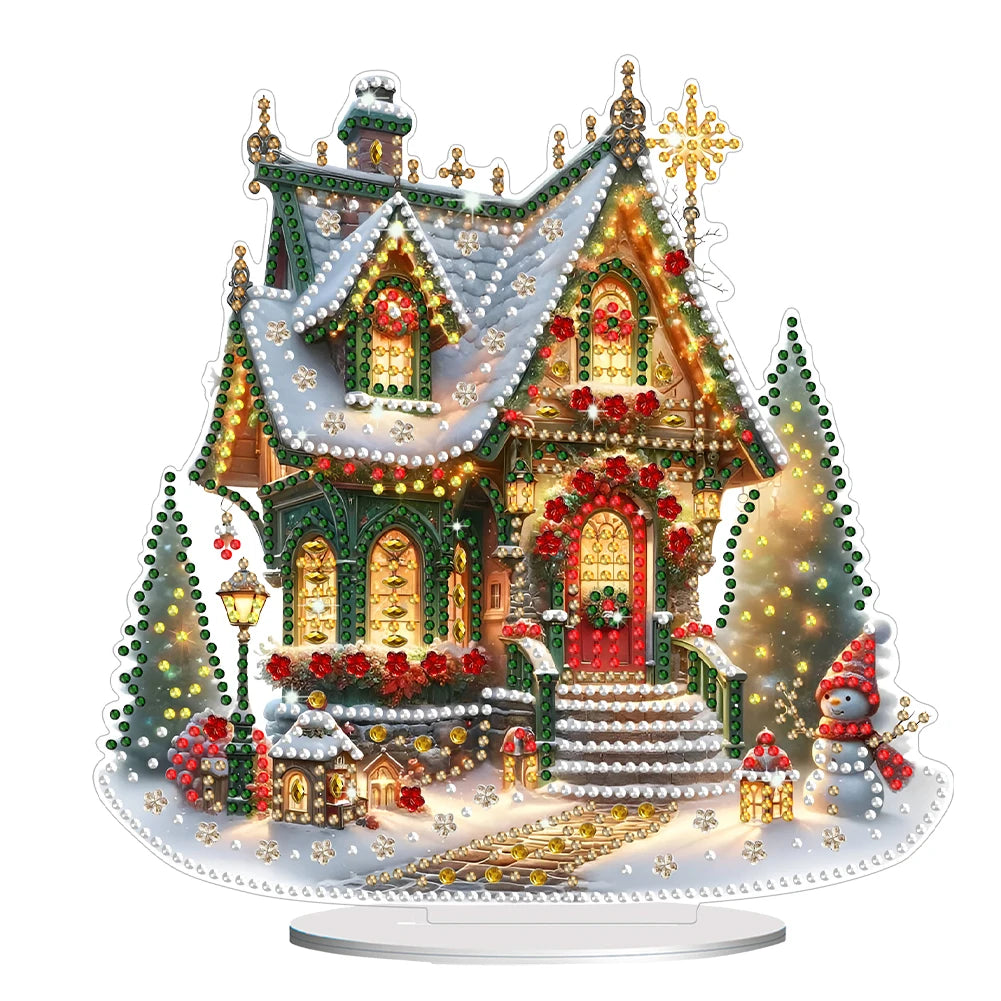 Acrylic Christmas House Colorful Light House Diamond Painting Tabletop Ornaments Kit