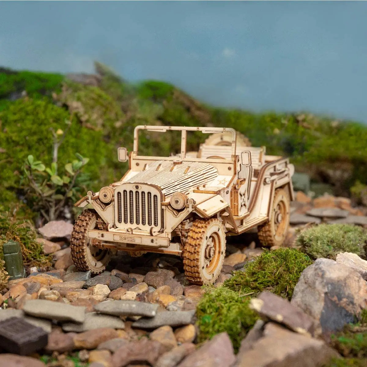 3D Puzzle Movable Steam Train, Car, Jeep Assembly Toy for Children or Adult Wooden Model Building Block Kits