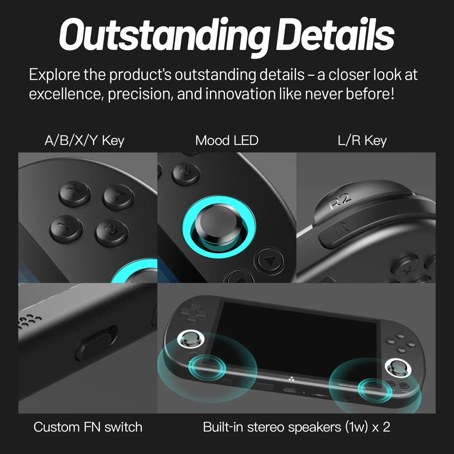 Handheld Game Console 4.96''IPS Screen Linux System Joystick RGB Lighting  Retro Video Game Player Gift