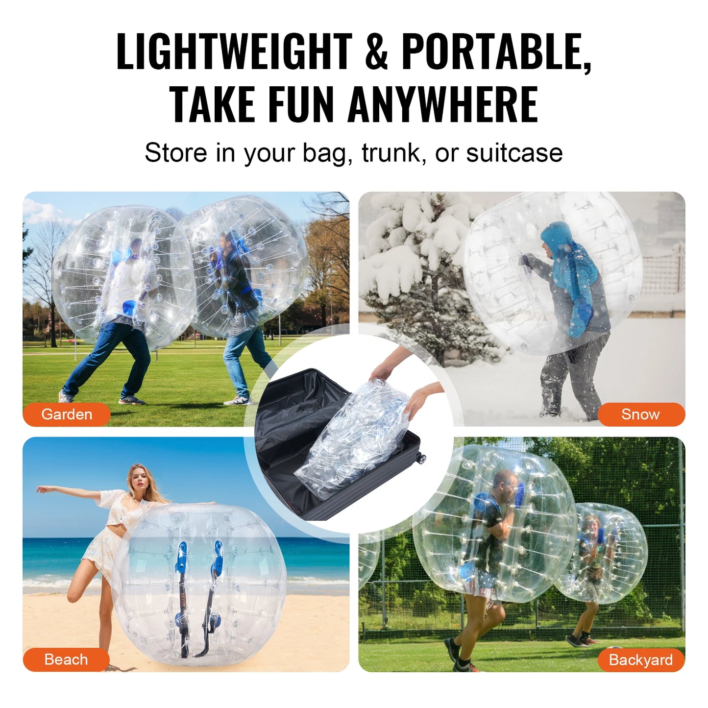 4FT/1.2M Inflatable Bumper Ball 1/2PCS Body Sumo Zorb Balls for Teen & Adult 0.8mm PVC Bubble Balls Bumper Bopper Toys