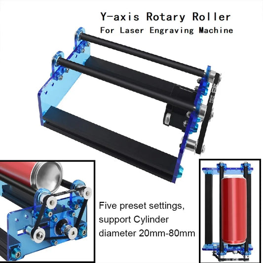 Laser Engraver Rotary Roller Y-axis Rotary Roller Engraving Module for Engraving Cylindrical Objects Cans DIY Tools