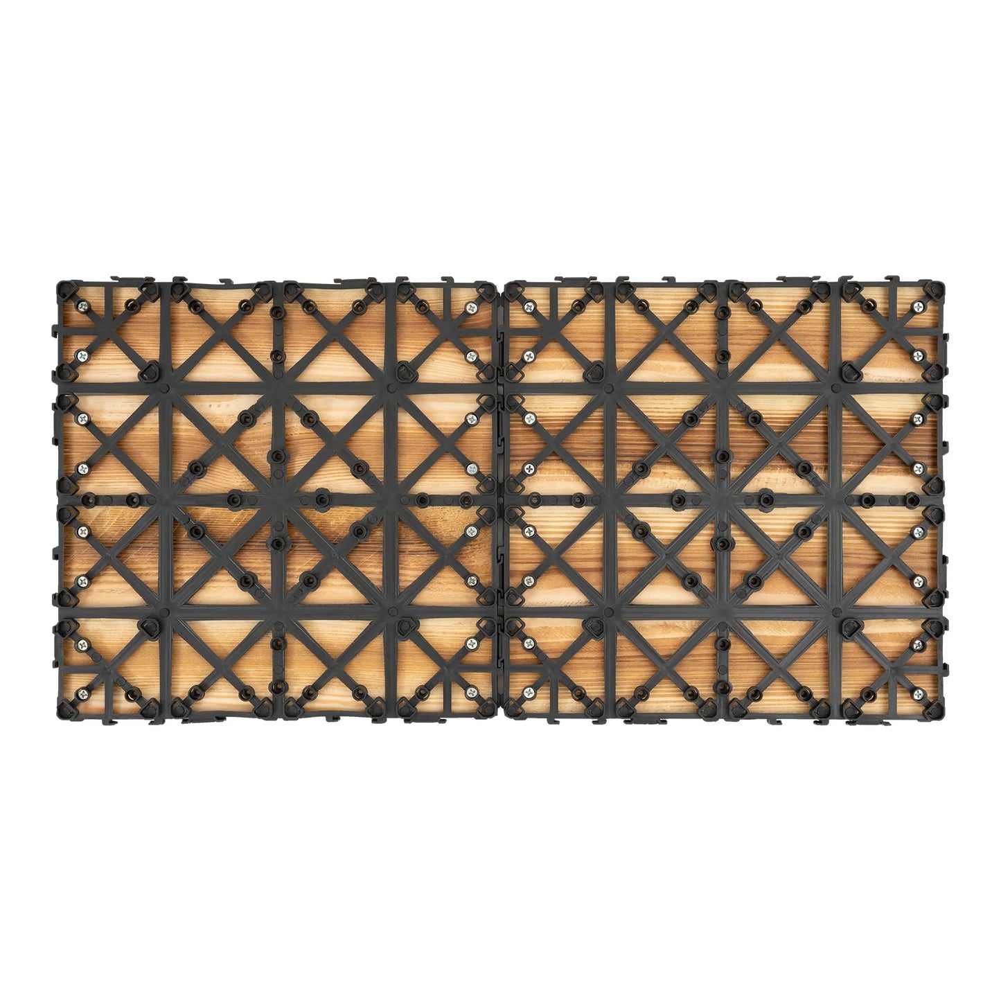 36ft²/ 3.24㎡ Outdoor Hardwood Flooring Tiles Interlock Edge Waterproof for Patio, Each Tile 12"/30cm*30cm, 36 Pack - Brown