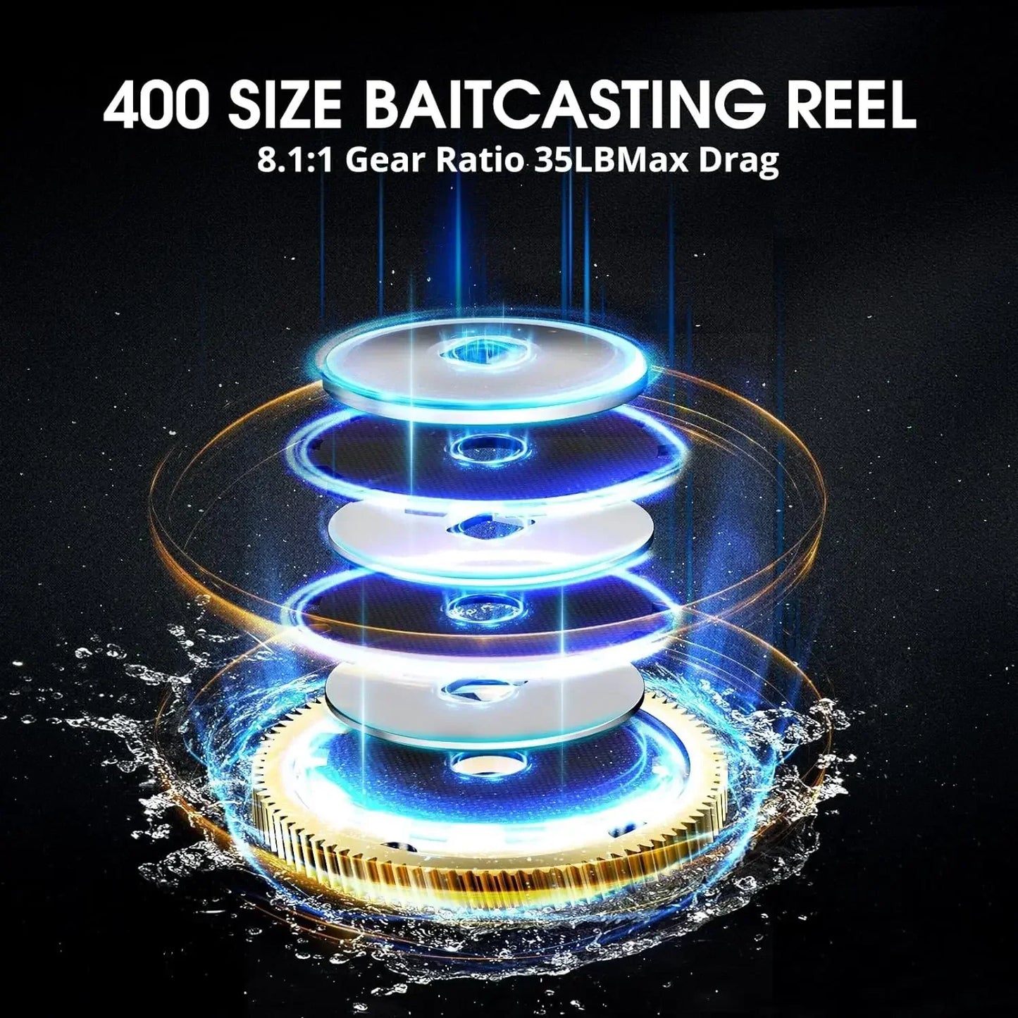 Baitcaster Fishing Reel, 38Lbs Max Drag Aluminum Alloy Frame Baitcasting Reel, Available in 6.6:1/8.1:1 Gear Ratio