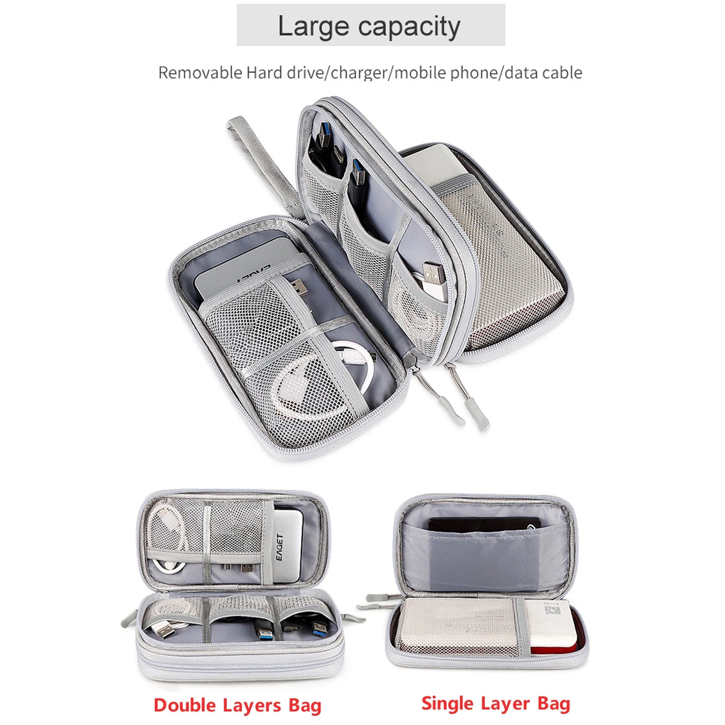 Waterproof Storage Bag Digital Electronic Organizer Portable USB Digital Product Charger Plug Storage Bag Travel Cable Organizer