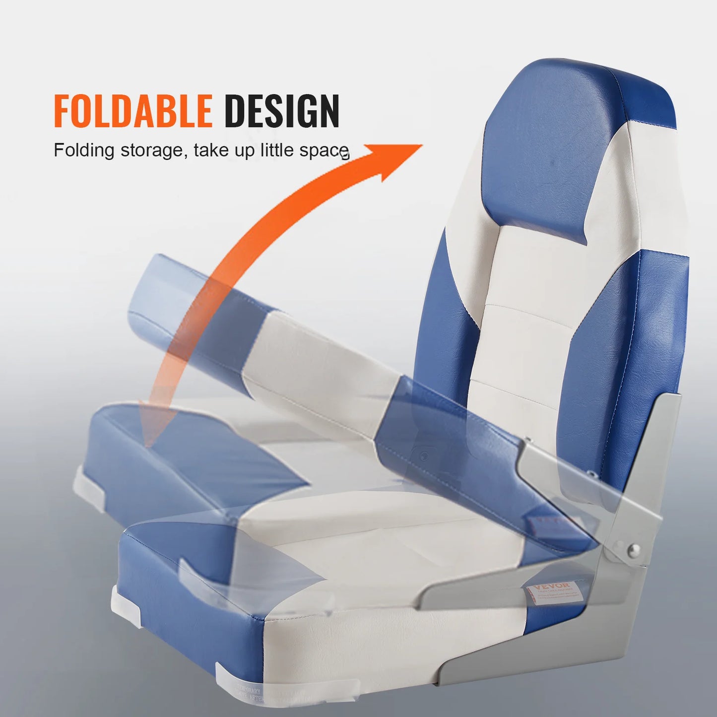 Boat Seats 21.85" High Back Boat Seat Folding Boat Chair Fold-Down Boat Captain Chairs for Fishing Boat, Canoe, 2-Pack