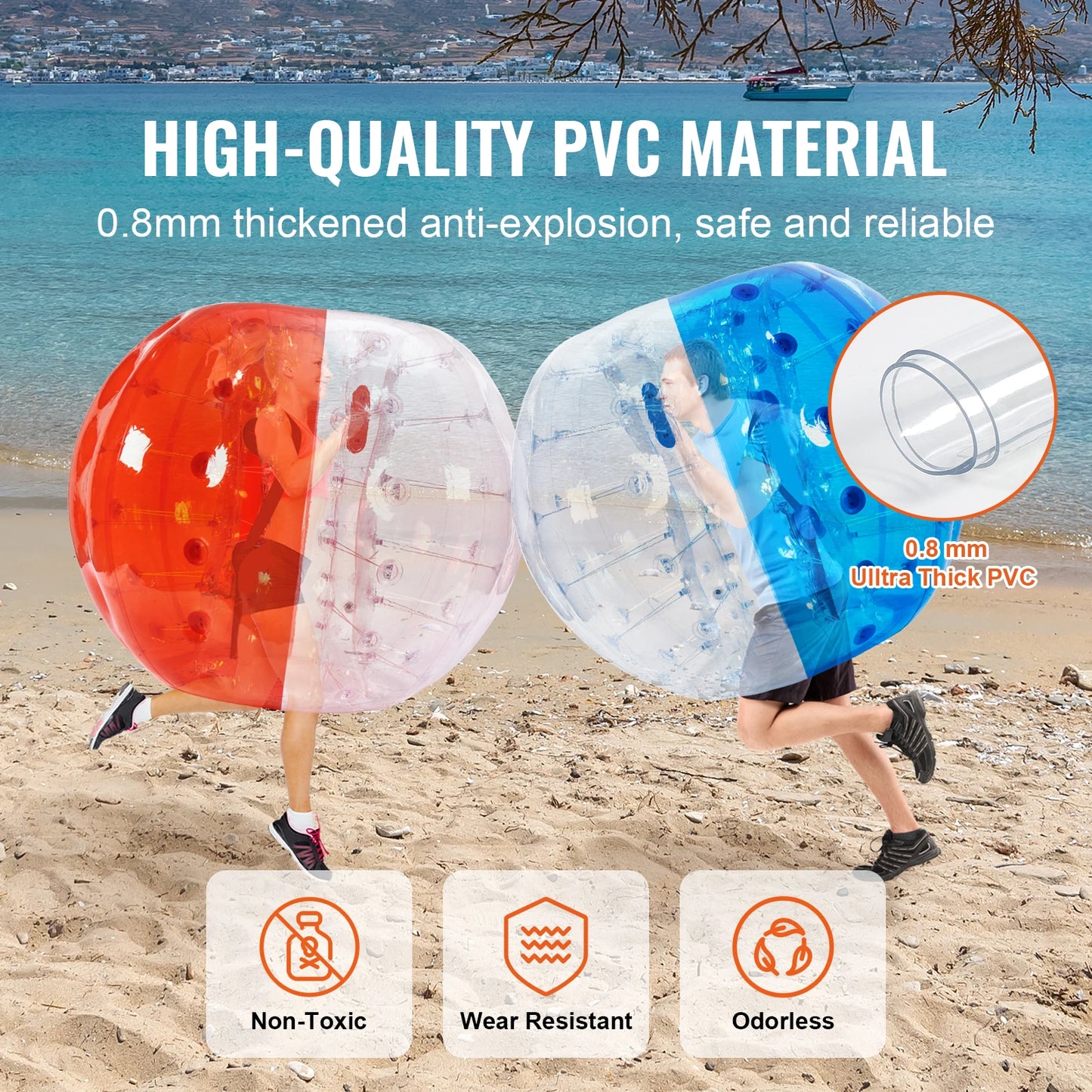 2-Pack 5FT/1.5M Inflatable Bumper Balls 0.8mm Thick Bubble Soccer Balls Inflatable Zorb Balls for Adults or Children