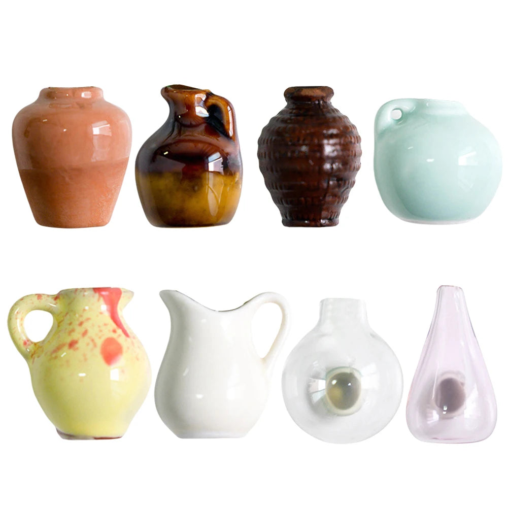 6/8PCS Mini Vase Magnets New Cute DIY 3D Vase Creative Ceramic Refrigerator Magnet For Fridge Office Kitchen Locker Decoration