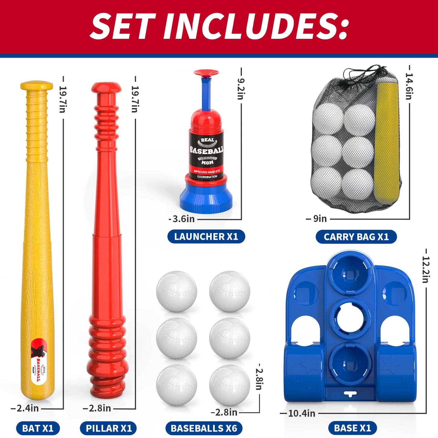 Baseball Ball Sets Toys For Kids 3-8 Kids Indoor Outdoor Baseball For Boys Toddlers Auto Ball Launcher Sports Outside Toys Gifts