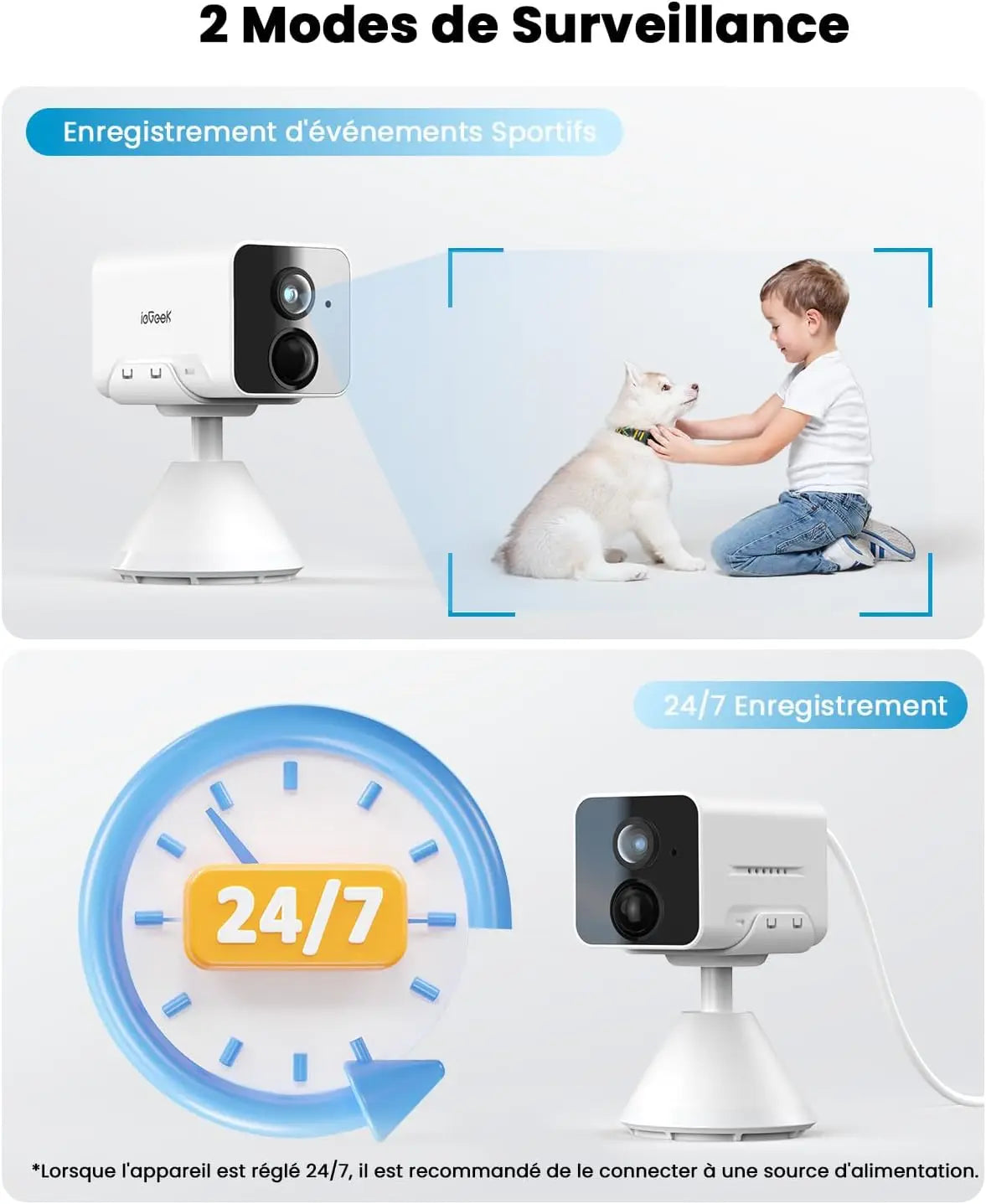 Wireless Indoor WiFi Surveillance Camera – 1080P Surveillance Camera on Batteries AI/PIR Motion Detection, Night Vision,