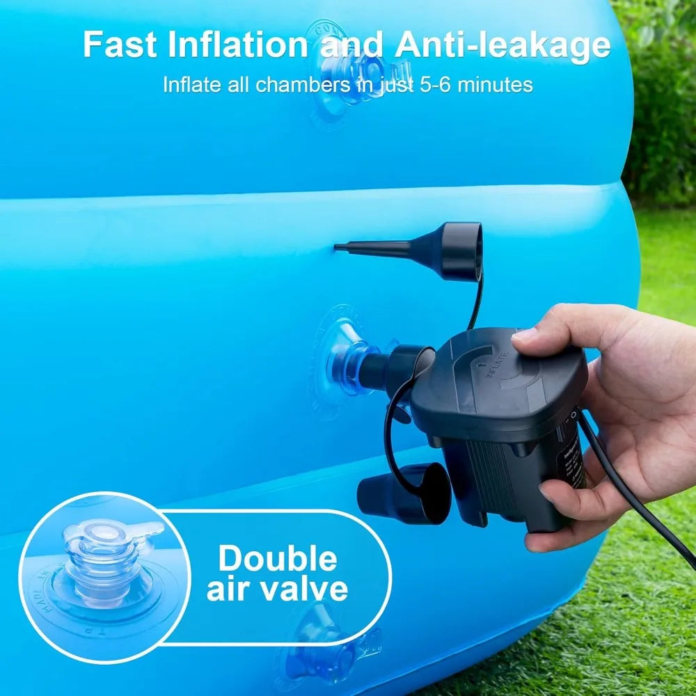 Large Inflatable Pool with Pump - 165'' x 76'' x 22'' Oversized Thickened Blow Up Pool for Adults, Family Swimming Pool