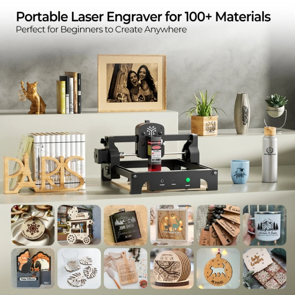 2.5/3.5/6W Laser Engraver Machine Portable Mini Laser Engraving Cutting Machine for Wood Leather Working Area 130*130mm