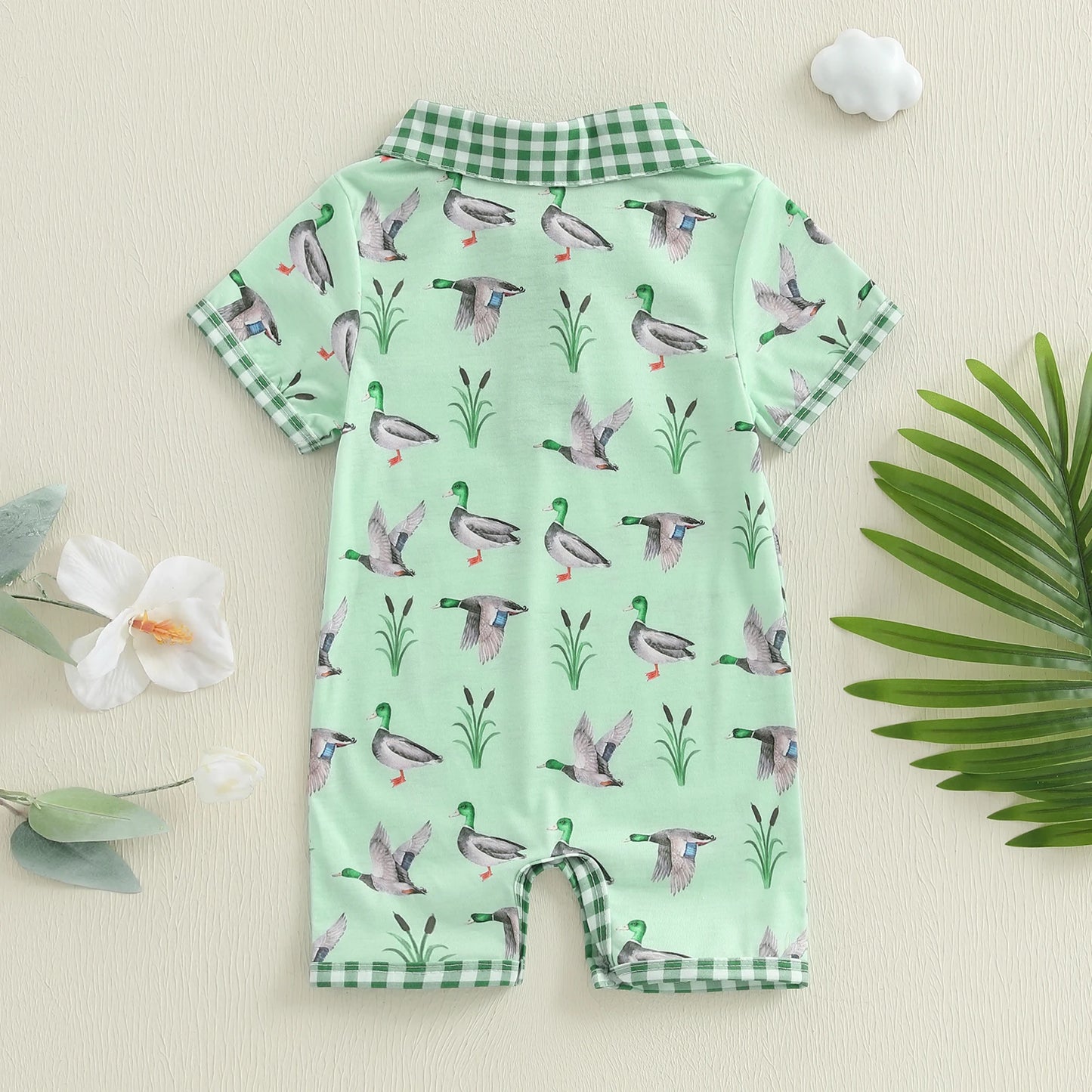 Toddler Boys Romper  Snap Closure Striped Dinosaur Print  Outfit for Summer Beachwear