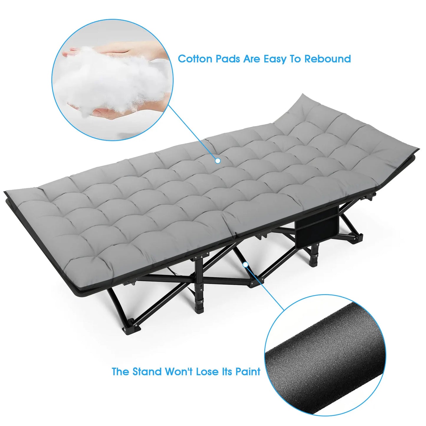 Folding Camping Cot   Portable Heavy Duty Outdoor Camping Bed for Adults Home Beach RV Noon Break 200KG Bearing