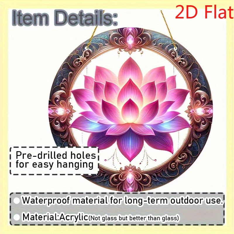 1pc Lotus Suncatcher - 2D Acrylic Window Hanging for Home & Garden Decor