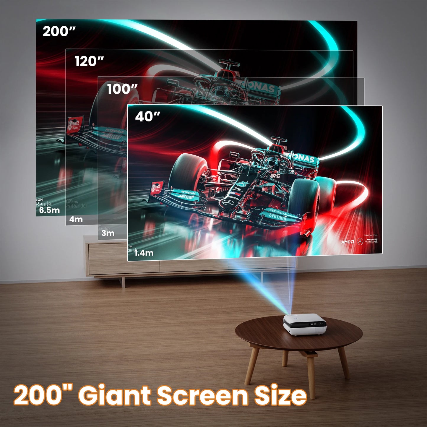 Projector, native 1080P Bluetooth projector, portable outdoor, full HD mini projector, home bedroom speaker