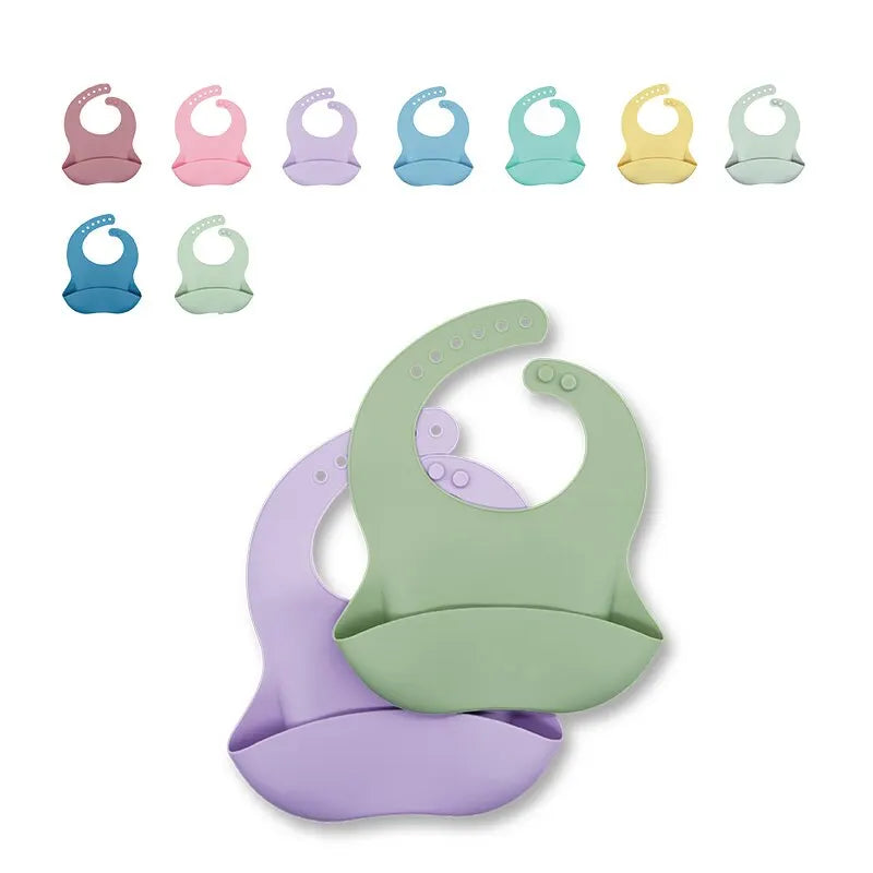 Waterproof Baby Bibs Baby Stuff Cute Cartoon Animal Printed Kids Bib Girl Boy Adjustable Soft Silicone Bib