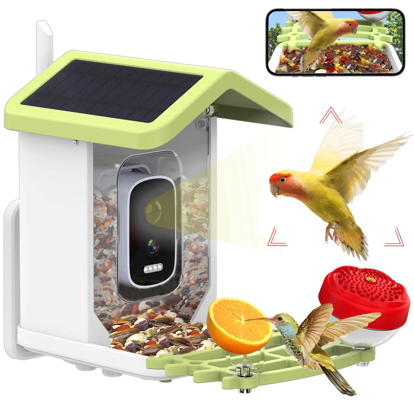 Smart Bird Feeder Camera with 4MP 130°Wide Angle Camera AI Identify Bird Species, with Solar Panel, Auto Capture Bird 2K Videos
