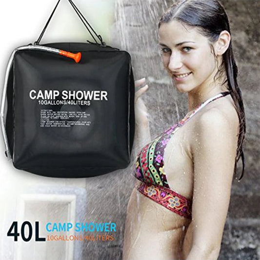 40l Camp Shower Bag Foldable Pvc Solar Shower Bag Uv Protection Coating Outdoor Bath Water Bag Hangable for Travel Hiking Picnic