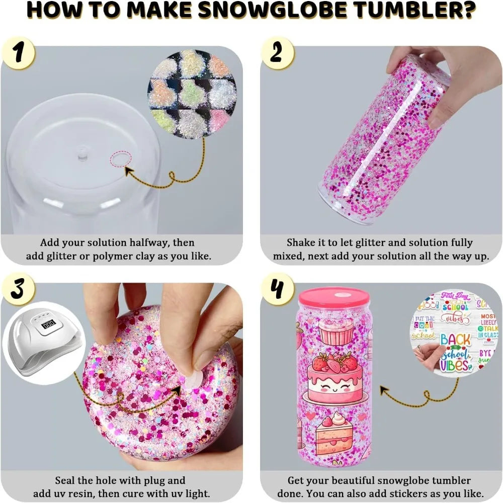 outdoor furniture HOME - 20 Oz Plastic Snowglobe Tumbler, 8 Pack Pre-Drilled Double Wall Acrylic Snow Globe Cup,